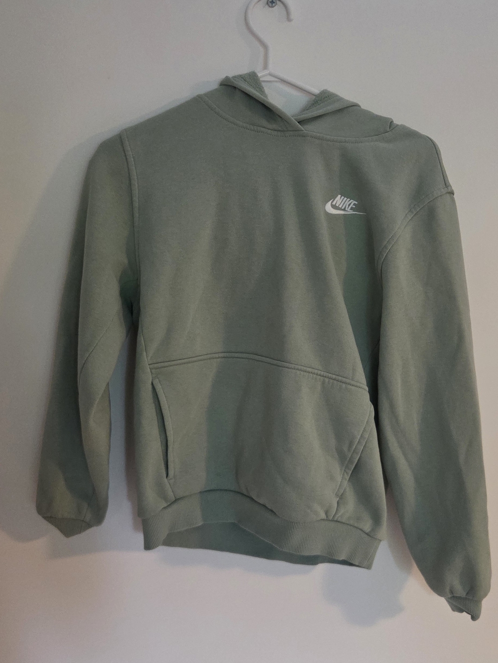 Nike Men’s Sage Green Pullover Hoodie with White Logo